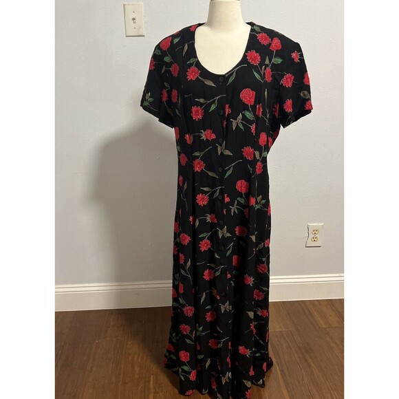 Vintage Betsy Lauren Modest Maxi Dress Womens L Cottage‎ Core Flora Prairie - Picture 1 of 10